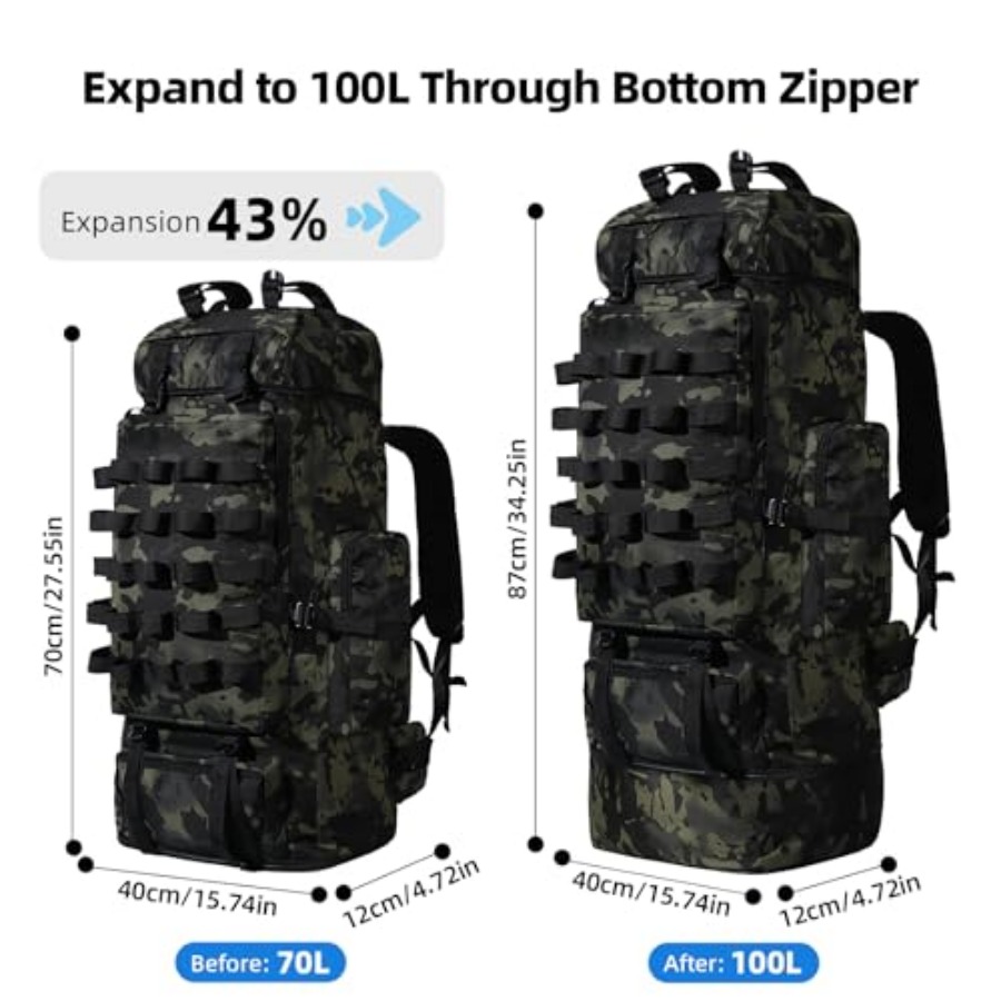 70L/100L Camping Hiking Backpa - Rain Cover Backpack review and price