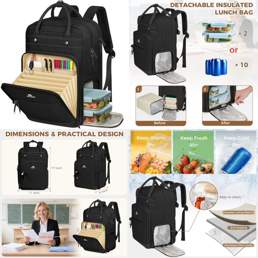 Teacher Backpack with Lunch Co - Laptop Backpack 15.6 review and price