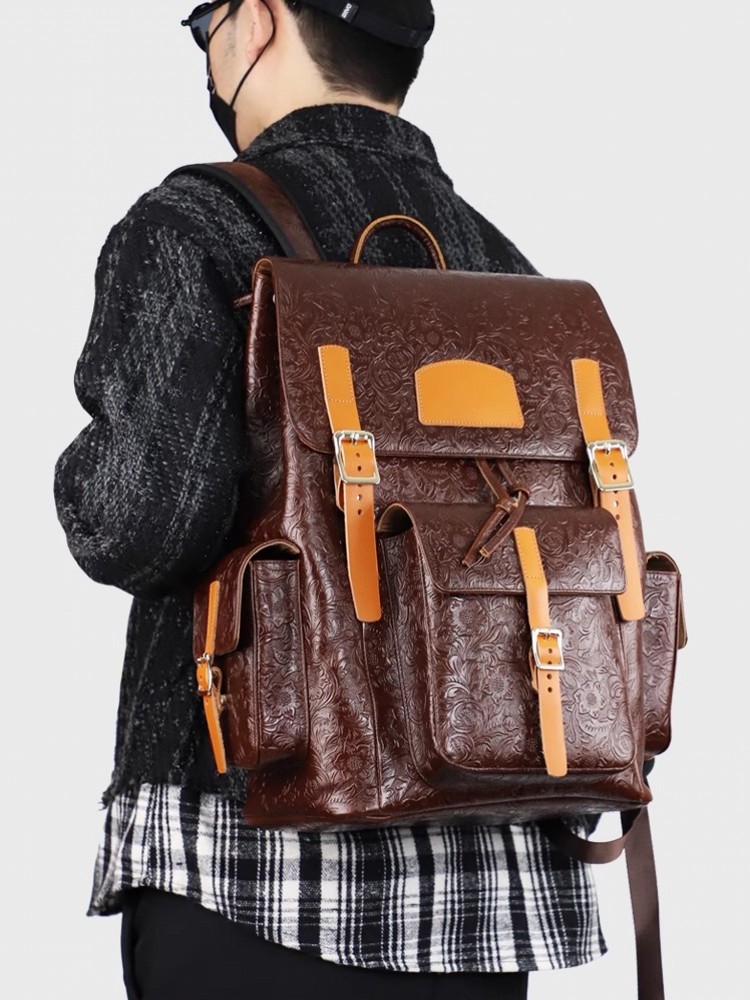 Vintage Mens Floral Wing Tip C - Leather Backpack Vintage review and price