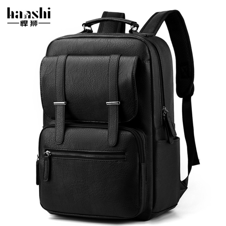 【New Arrival】Men's PU Leather  - Laptop Backpack 15.6 review and price