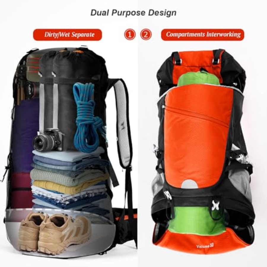 50L Hiking Backpack Travel Bag - Rain Cover Backpack review and price