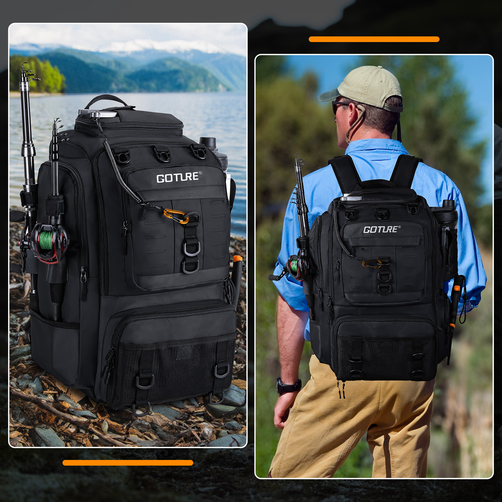 Goture Fishing Bag with Rod Ho - Backpack Insert Organizer review and price