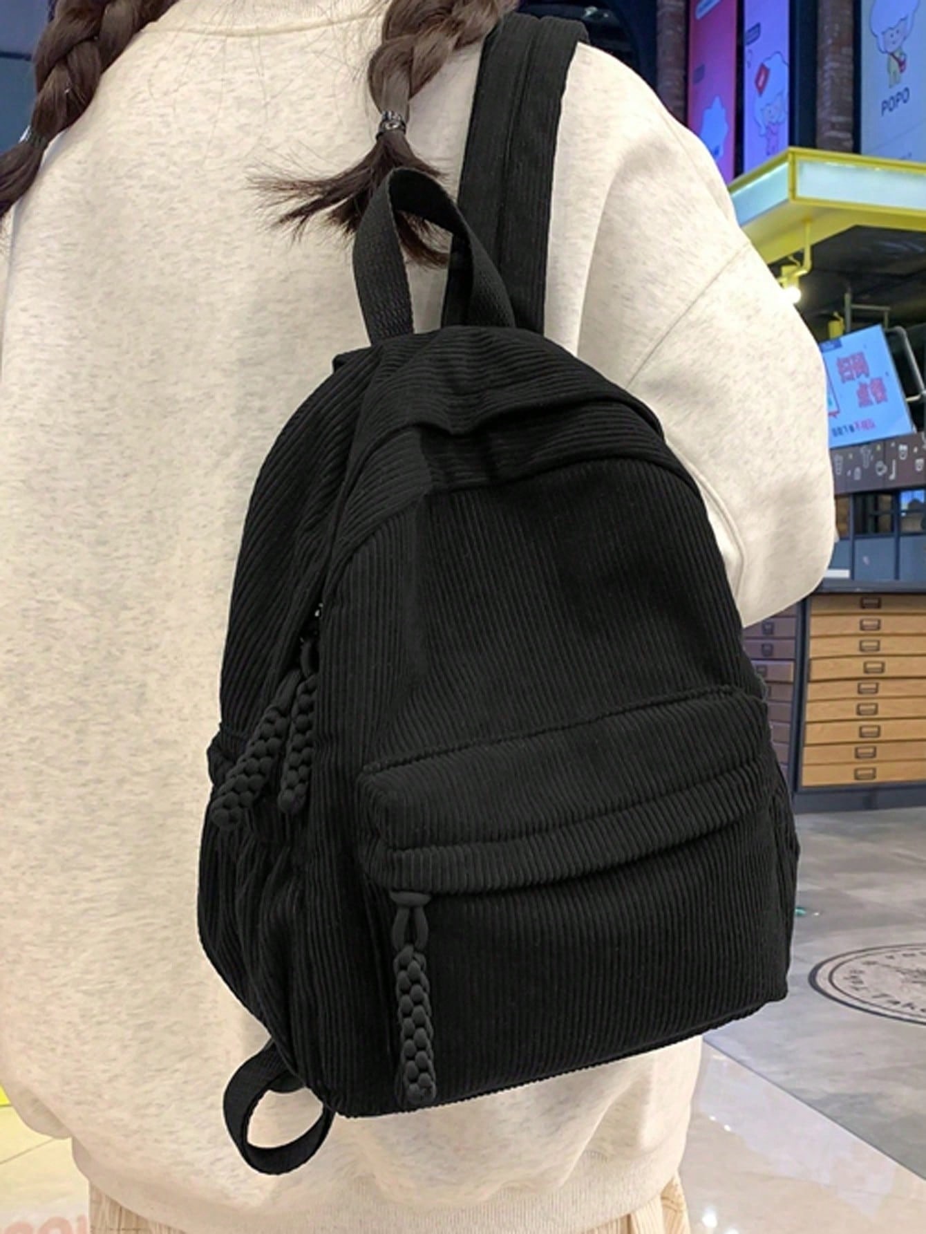 Solid Color Corduroy Fabric Fa - Fashion Backpack Women review and price