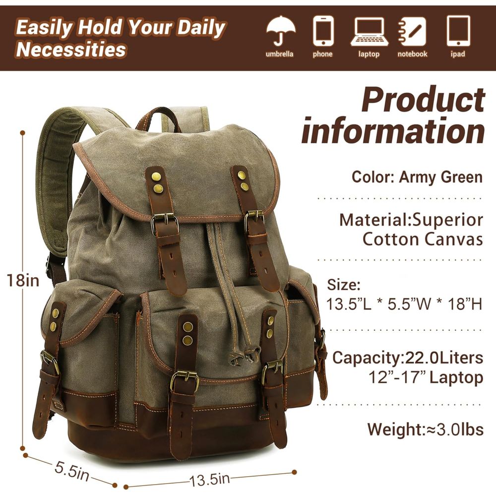 Vintage Canvas Leather Backpac - Leather Backpack Vintage review and price