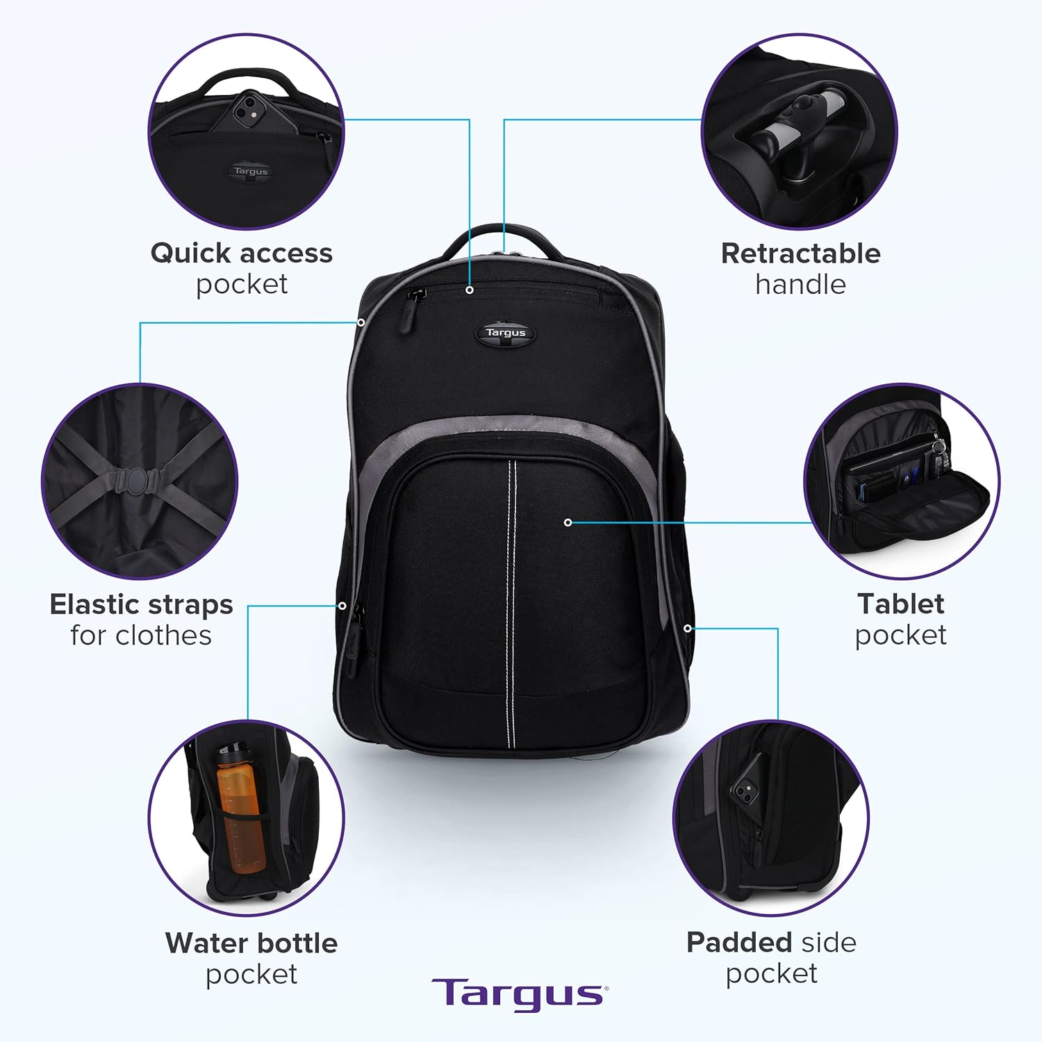 16 Inch Rolling Backpack with  - Laptop Sleeve Removable review and price