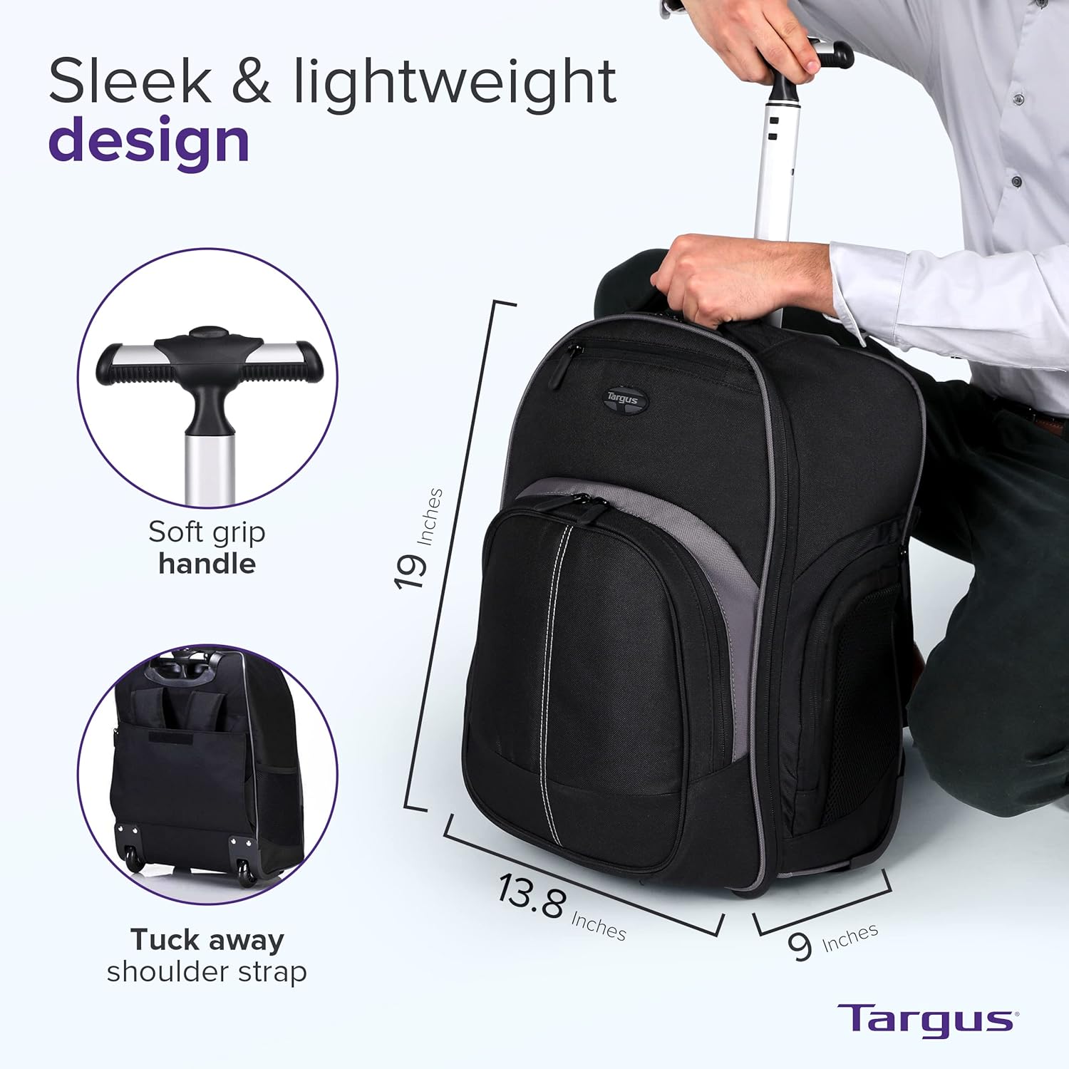 16 Inch Rolling Backpack with  - Laptop Sleeve Removable review and price