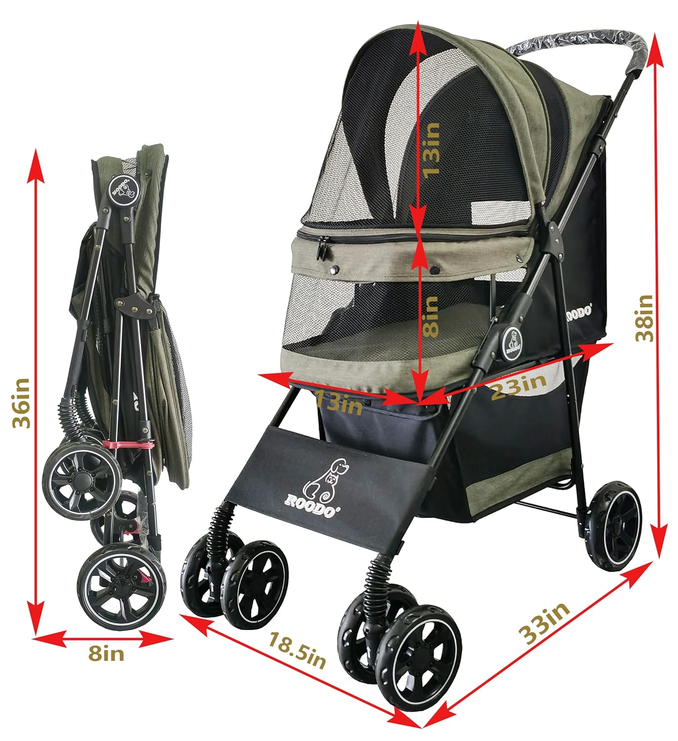 4 Wheel Dog Cat Pet Stroller,  - Foldable Backpack Small review and price