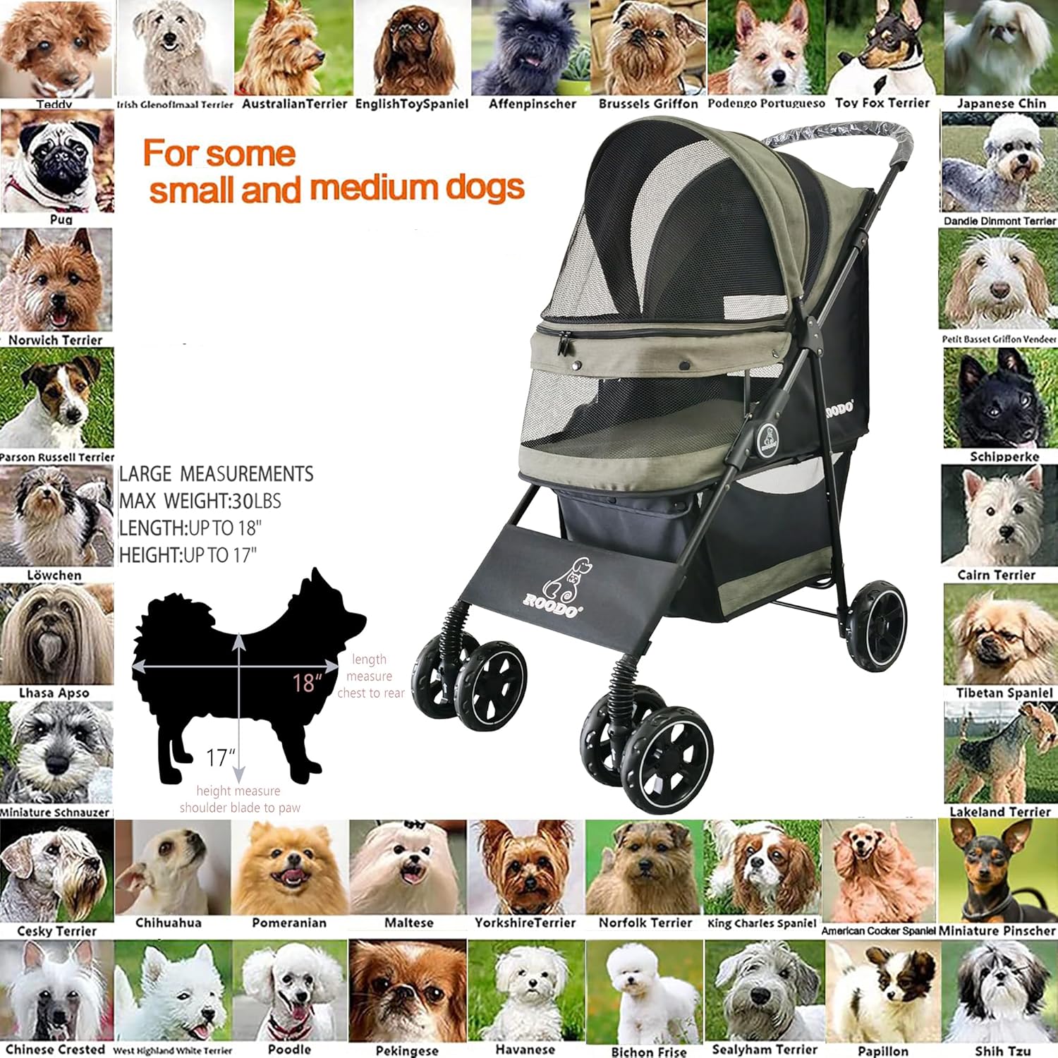 4 Wheel Dog Cat Pet Stroller,  - Foldable Backpack Small review and price