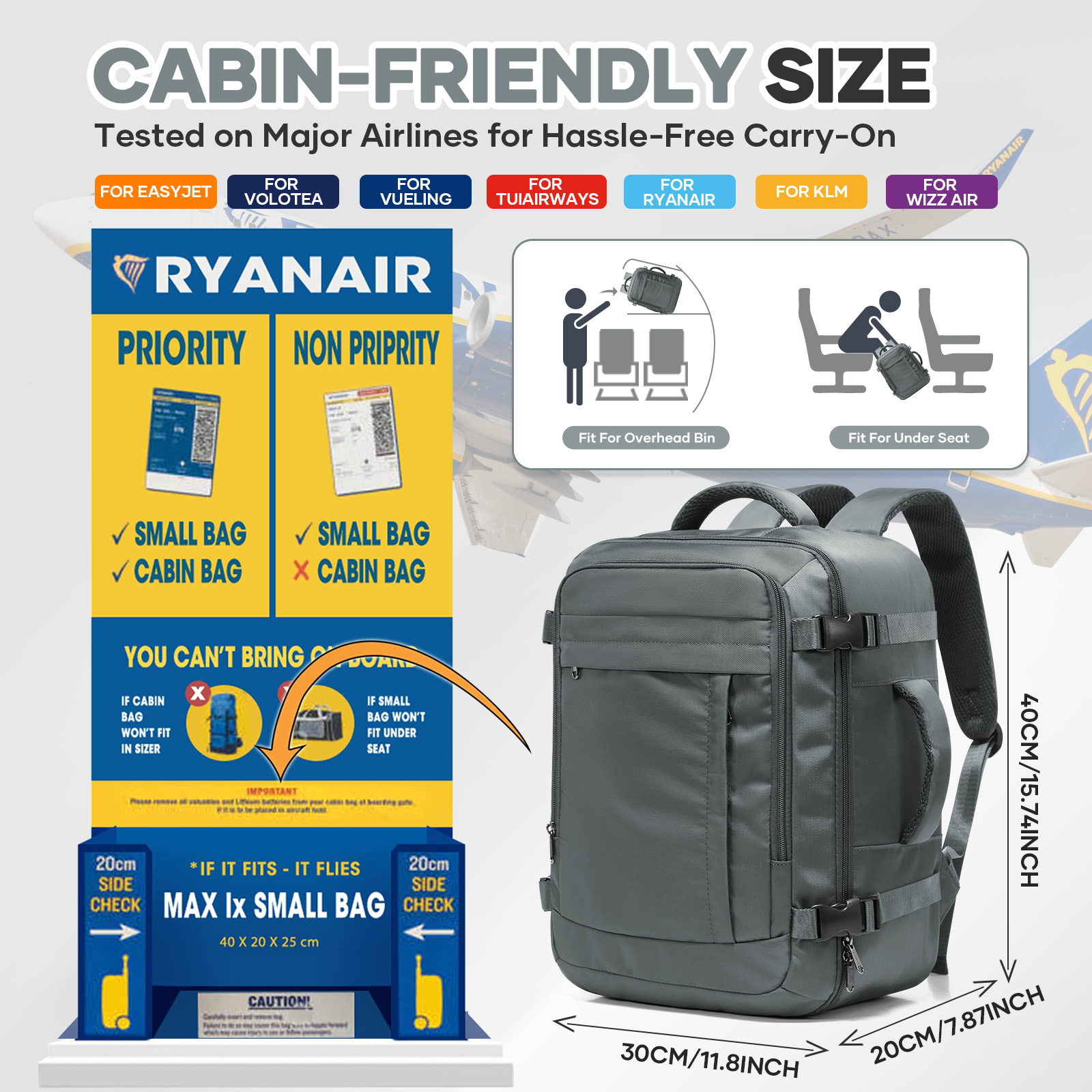 Ryanair Cabin Bags 40x30x20 Un - Canvas Backpack Casual review and price