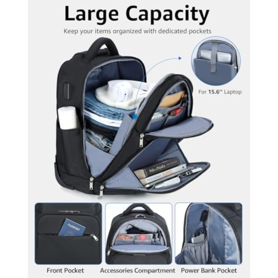Rolling Backpack 30L Travel La - Laptop Backpack 15.6 review and price
