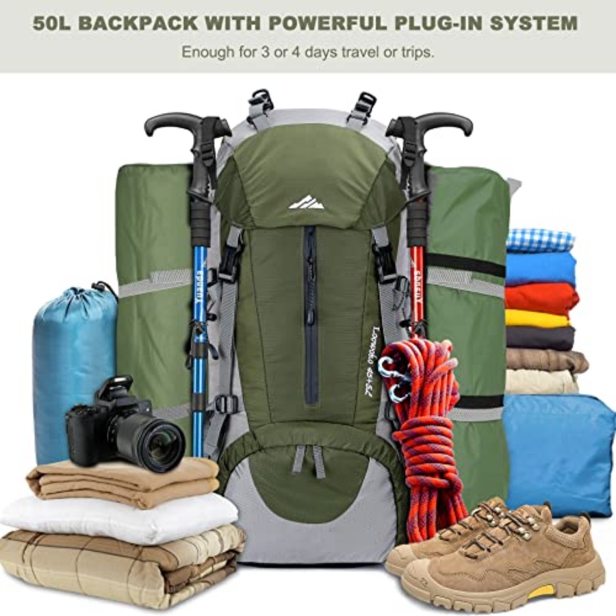 Loowoko 50L Hiking Backpack, W - Rain Cover Backpack review and price