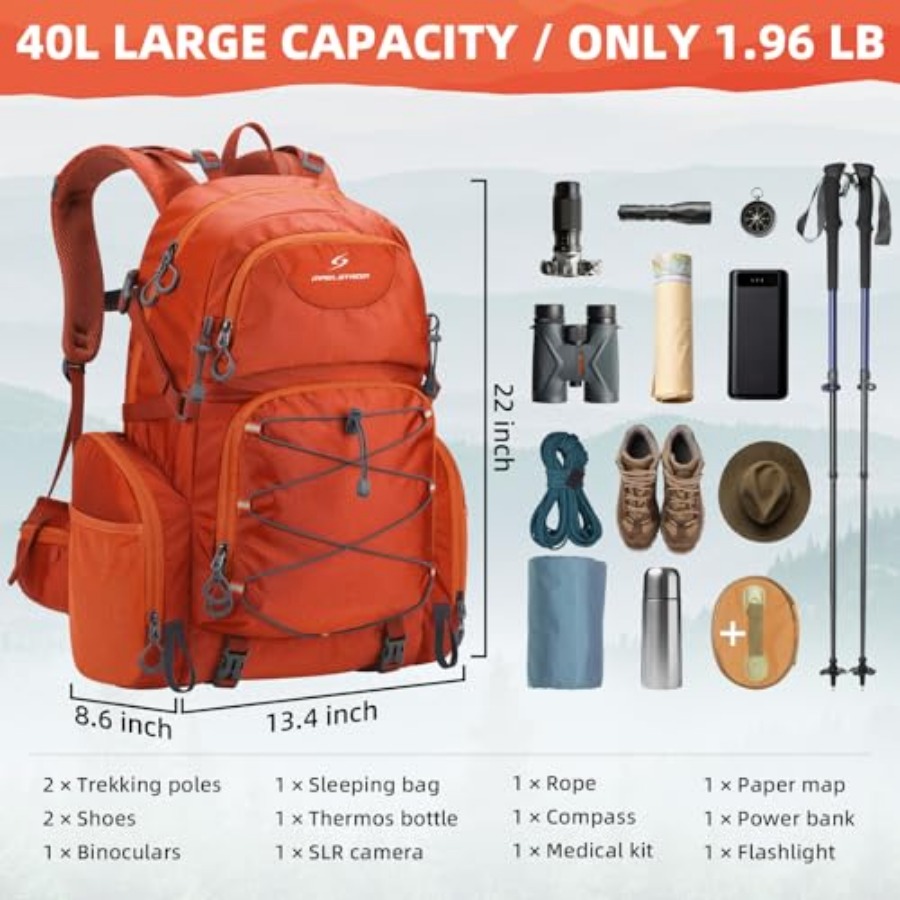 Hiking Backpack, 40L Waterproo - Rain Cover Backpack review and price