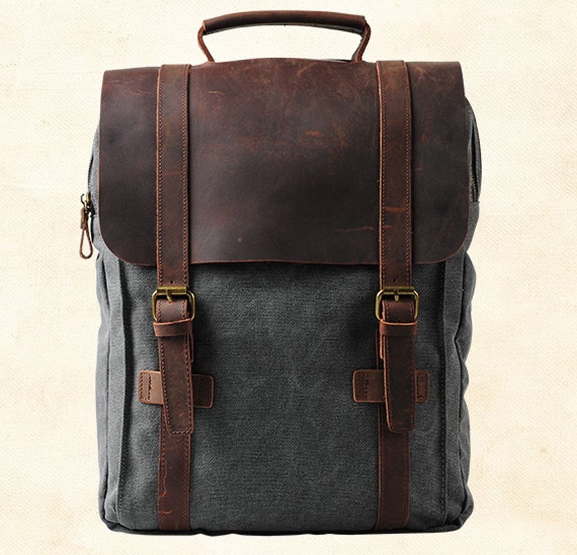 Fashion Male Backpack Leather  - Rucksack Military Style review and price