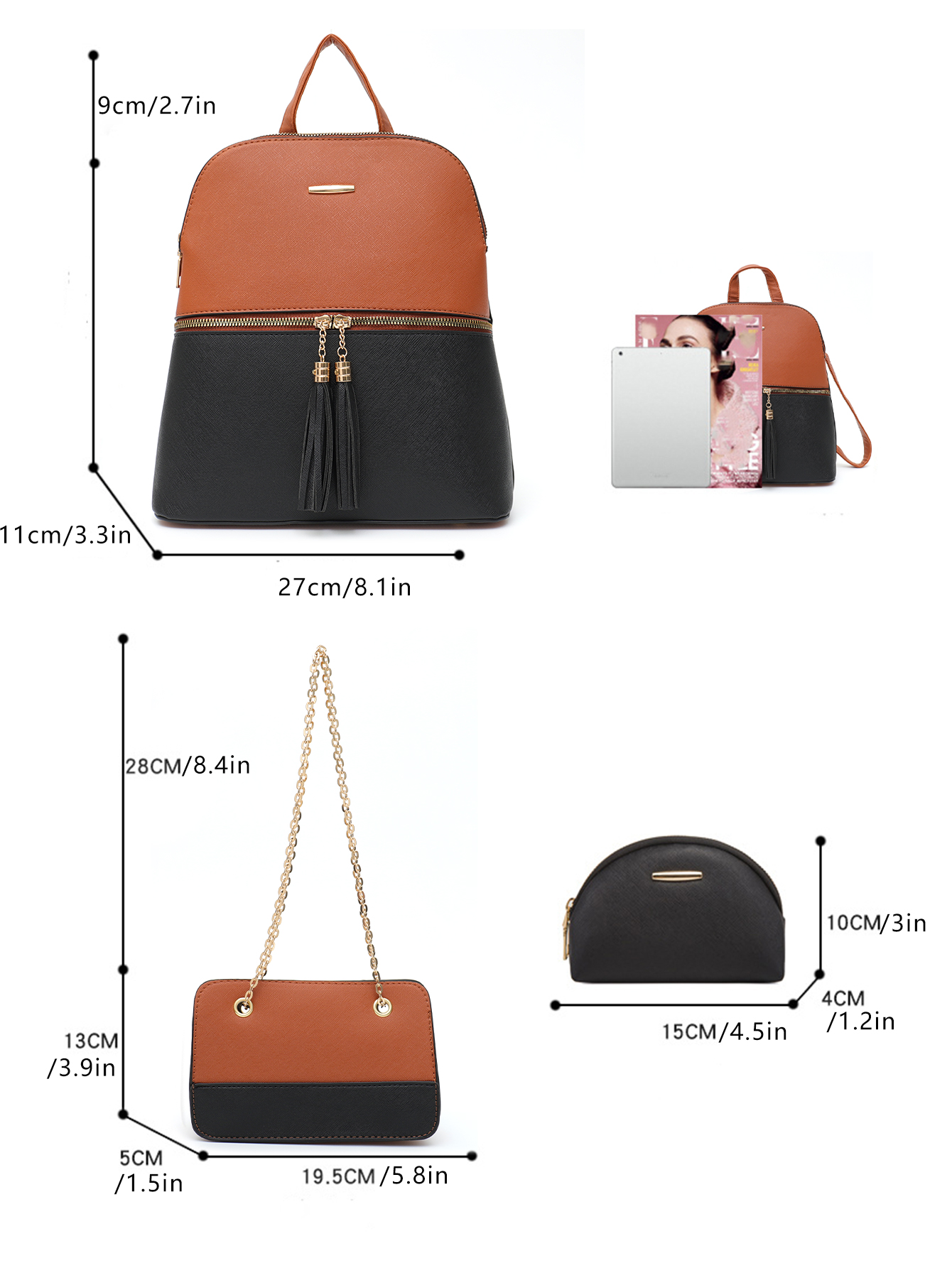 4 PCS Bags Set Women's Fashion - Mini Backpack Purse review and price